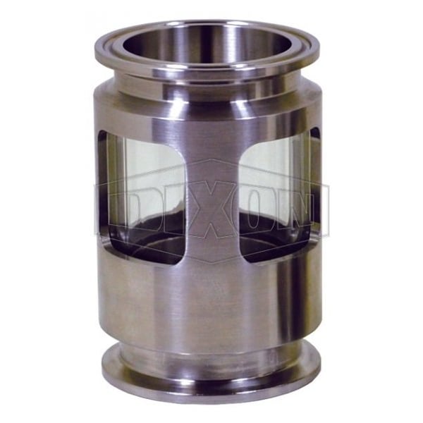 Compact Sight Glass, 4 in Sight Dia, Clamp, 4.34 in L, 100 psi Working, 316L SS